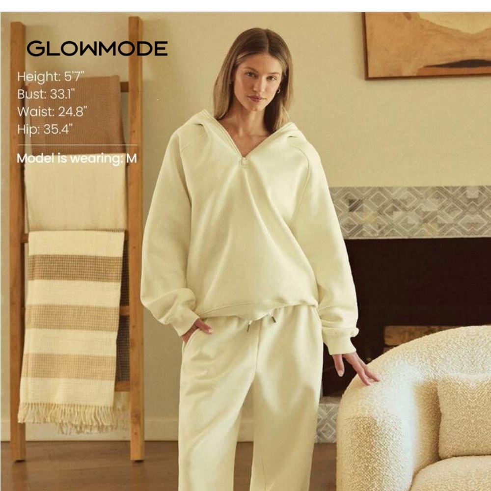 GLOWMODE SET 2 Heavyweight Fleece Oversized Fit joggers & pullover yellow large - Picture 7 of 8